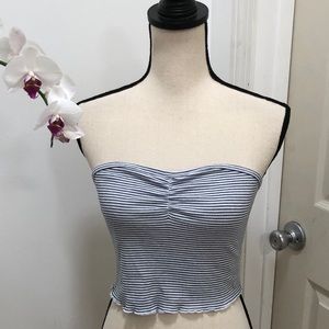 PacSun gray white striped tube top NEW Size M